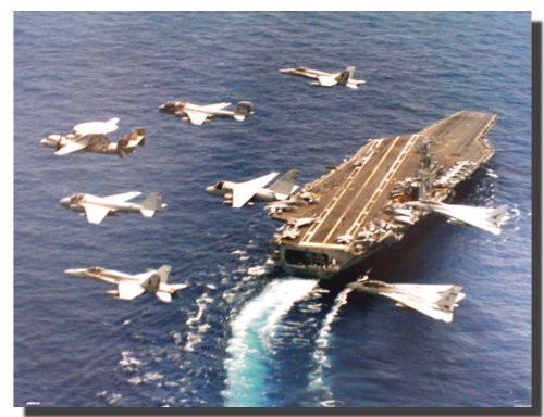 Aircraft Carrier Wall Decor Picture Military Jets Flying By Navy USS George Washington Aviation Art Print Poster 16x20