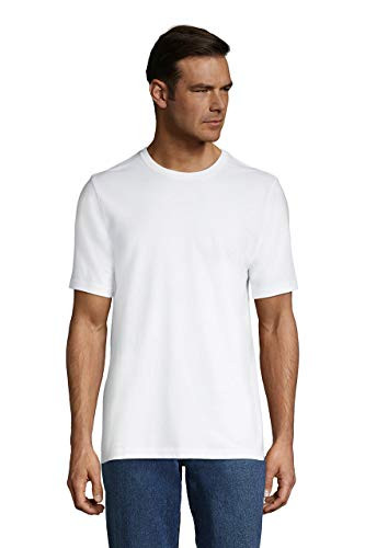 Lands  End Mens Short Sleeve Super-T Tee White Regular Large