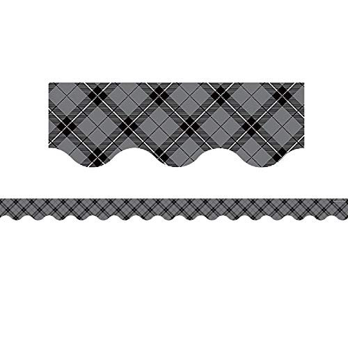 Teacher Created Resources Gray Plaid Scalloped Border Trim 5660