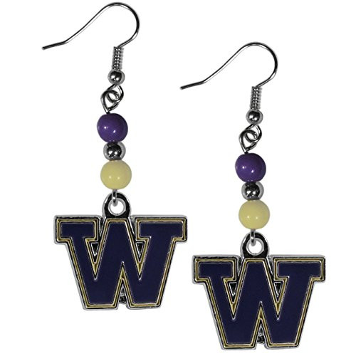 NCAA Siskiyou Sports Womens Washington Huskies Fan Bead Dangle Earrings One Size Team Color NCAA Siskiyou Sports Womens Washington Huskies Fan Bead Dangle Earrings One Size Team Color