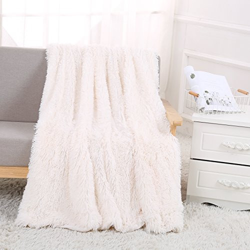 YOUSA Super Soft Shaggy Faux Fur Blanket Ultra Plush Decorative Throw Blanket 51''x63'', Pure White YOUSA Super Soft Shaggy Faux Fur Blanket Ultra Plush Decorative Throw Blanket 51''x63'', Pure White