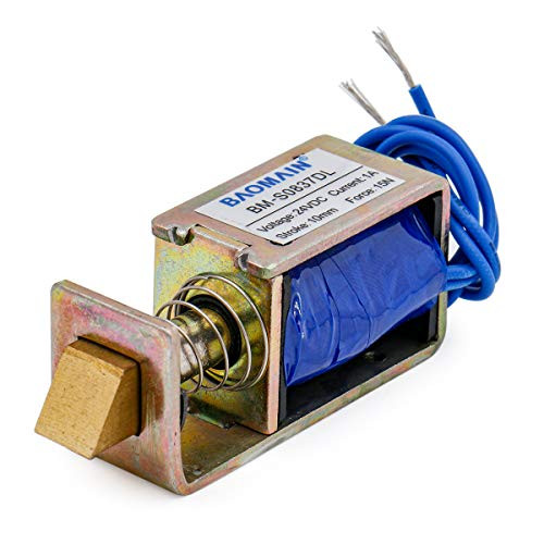 Baomain Solenoid Electromagnet JF-S0837DL DC 24V 1A 15N 10mm Open Frame Pull Type Door Lock