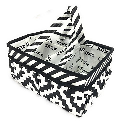 Bacati Love Nursery Fabric Storage Caddy with handles, Black