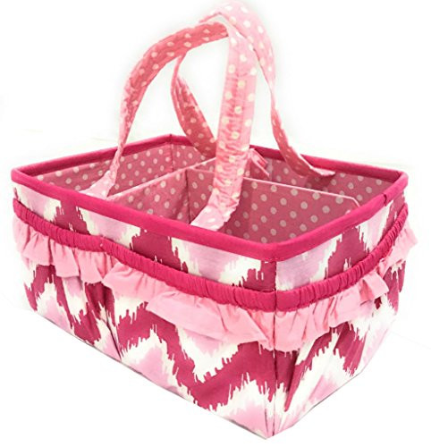 Bacati Mix and Match Nursery Fabric Storage Caddy with Handles, Pink