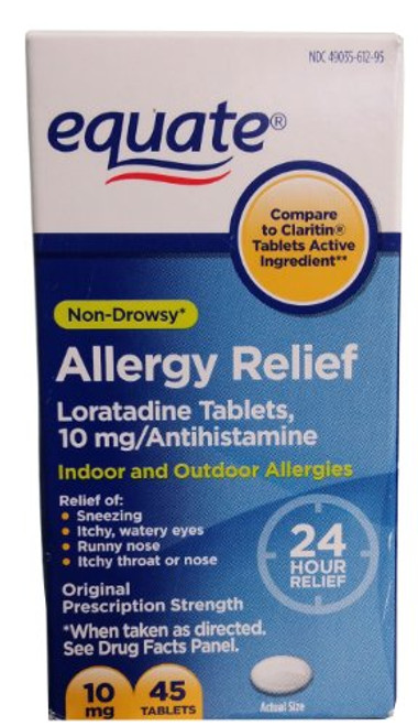 Equate Non-Drowsy 24-Hour Allergy Relief  Loratadine 10mg  45ct