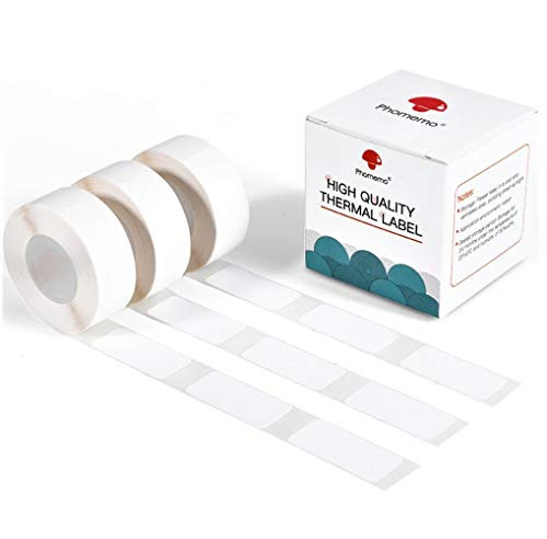 Phomemo D30 Adhesive White Label Paper 1-2  X 1 1-8  14mm X 30mm 210 Labels-Roll  Black on White  3 Roll