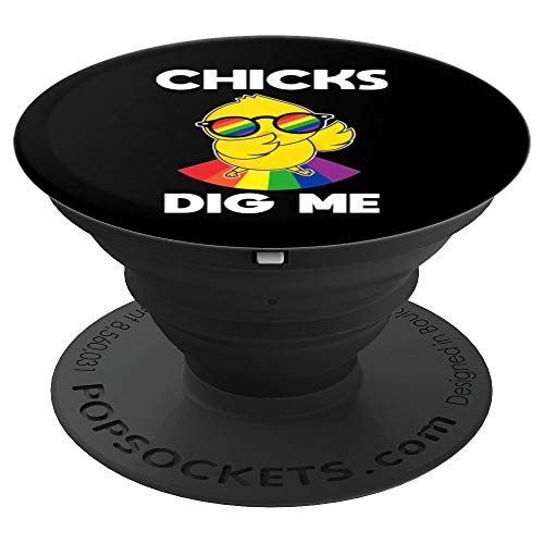 Chicks Dig Me Gay Pride Rainbow Flag LGBTQ Funny LGBT Gift PopSockets Grip and Stand for Phones and Tablets