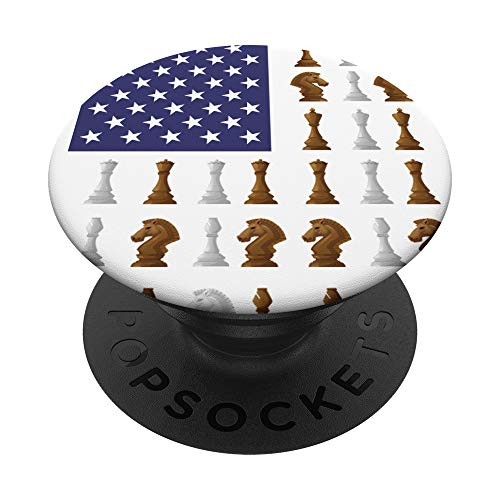 Chess Player American Flag Board Game Sports Lovers Gifts PopSockets Grip and Stand for Phones and Tablets
