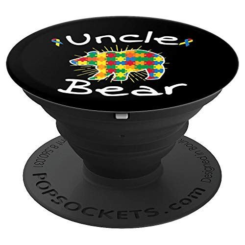 Uncle Bear Puzzle Piece Inspirational Autism Awareness Gift PopSockets Grip and Stand for Phones and Tablets