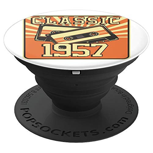 63 th Birthday Gift Classic Kasette Born In 1957 PopSockets Grip and Stand for Phones and Tablets