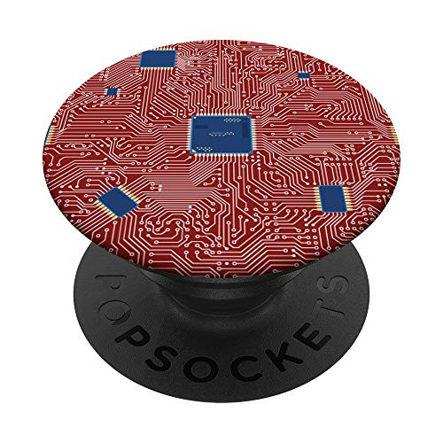 Red Circuit Board Electronic Electric Novelty Lover Gift PopSockets Grip and Stand for Phones and Tablets