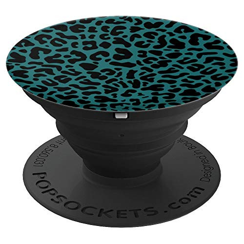Steel Blue Green Black Leopard Print Cheetah Animal Pattern PopSockets Grip and Stand for Phones and Tablets