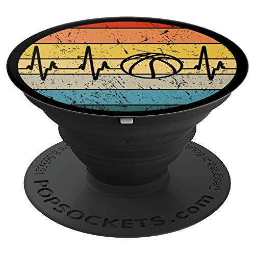 BBall Heartbeat Vintage Retro Basketball Sunset Colorful PopSockets Grip and Stand for Phones and Tablets