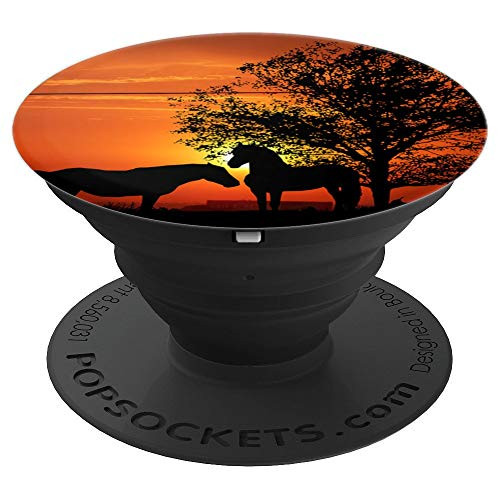 pony horse rider stallion animal tree sunset sunrise horse PopSockets Grip and Stand for Phones and Tablets