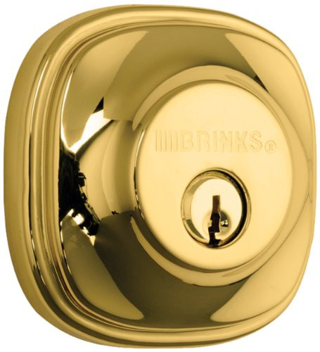 Brinks Push Pull Rotate Door Locks Alwood Passage Hall-Closet Lever and Deadbolt Combo Pack  Polished Brass  23092-105