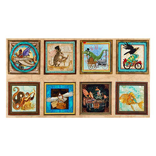 QT Quilt Fabrics Fantasy   Fiction Steampunk 24in Patch Panel Multi
