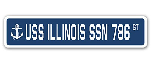 USS Illinois SSN 786 Aluminum Street Sign us Navy Ship Veteran Sailor Gift