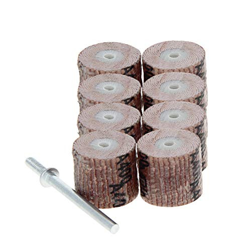 Utoolmart 8 Pcs 15x15mm Flap Wheel 400 Grits Abrasive Grinding Head with 1-8 inches Shank for Rotary Tool