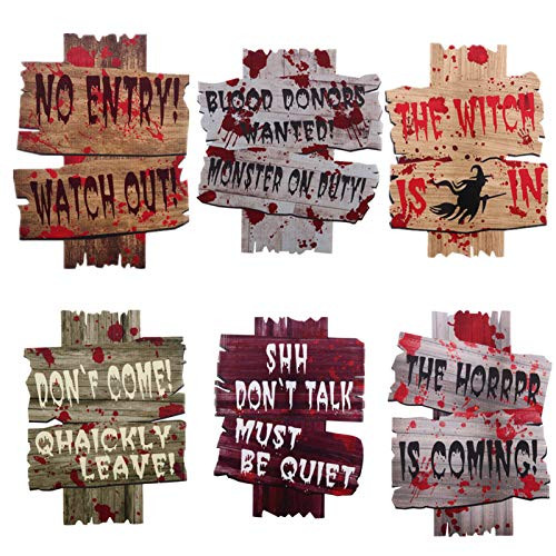 yoluda 6PCS Halloween Yard Signs Stakes Decorations Beware Props Outdoor Decor Scary Zombie Vampire Graves Party Supplies Garden Lawn Decor