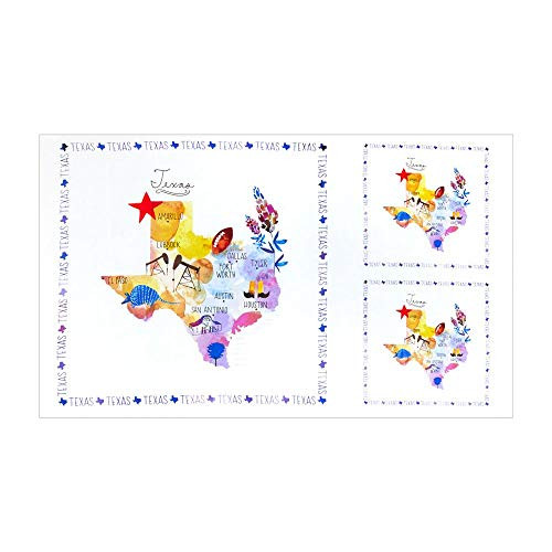 Whistler Studios State Cotton Texas 24   Panel Multi Quilt Fabric