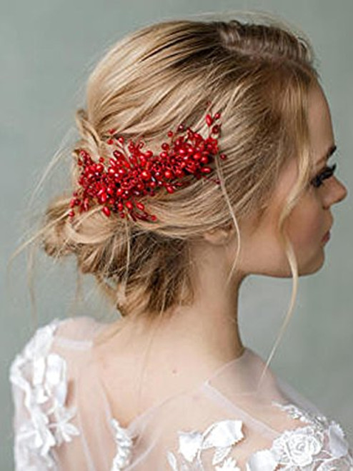 FXmimior Bridal Red Hair Comb Hair Accessories Wedding Headpiece Crystal Rhinestone for Bridal Bridesmaid Women FXmimior Bridal Red Hair Comb Hair Accessories Wedding Headpiece Crystal Rhinestone for Bridal Bridesmaid Women