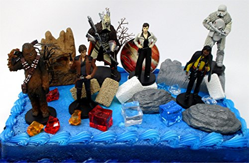 Han Solo Star Wars Birthday Cake Topper Set Featuring Han Solo Star Wars Characters and Decorative Themed Accessories