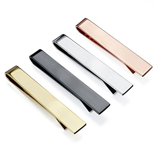 HAWSON Tie Clip-Skinny Tie Bar for Mens 4Pcs Initial Tie Clips Suitable for Wedding Anniversary Business and Daily Life Come with a Black Gift Box