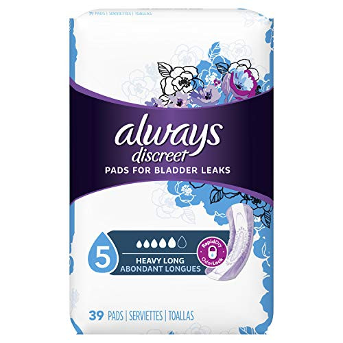 Always Discreet Incontinence Pads for Women  Heavy Absorbency  Long Length  39 Count