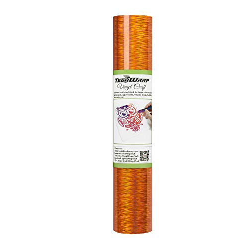 TECKWRAP Holographic Tangerine Orange Starlight Chrome Adhesive Vinyl 1ftx5ft