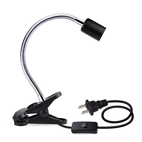 OMAYKEY Reptile Heat Lamp Fixture  Lengthened Adjustable Clamp Lamp Holder Stand  for Pet Brooder Coop Chicken Lizard Turtle Snake Aquarium Habitat Heat Lamps   Light Bulbs  Black