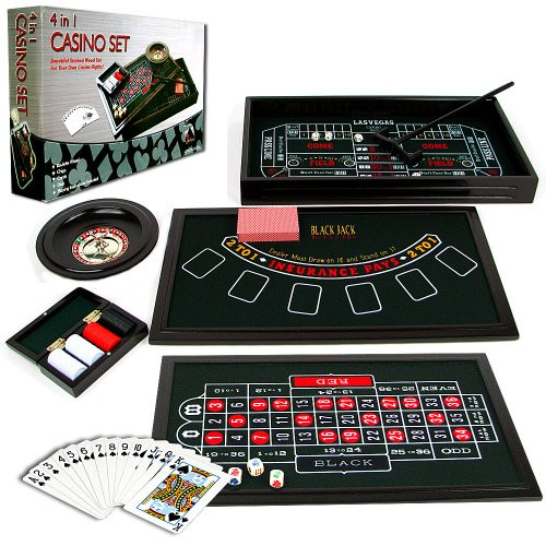 Trademark Poker 4-in-1 Casino Game Table Roulette, Craps, Poker, Blackjack