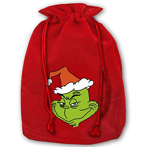 Christmas Grinch Santa Drawstring Gift Bag  Reusable Candy Grocery Bags for Festival Party
