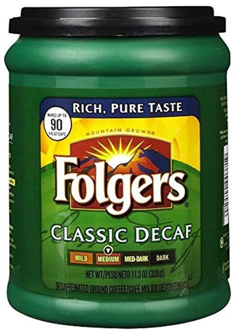 Fresh Taste of Folgers Coffee  Classic Decaf Ground Coffee  Medium Flavor  11-3 Oz Canister - 1 pk