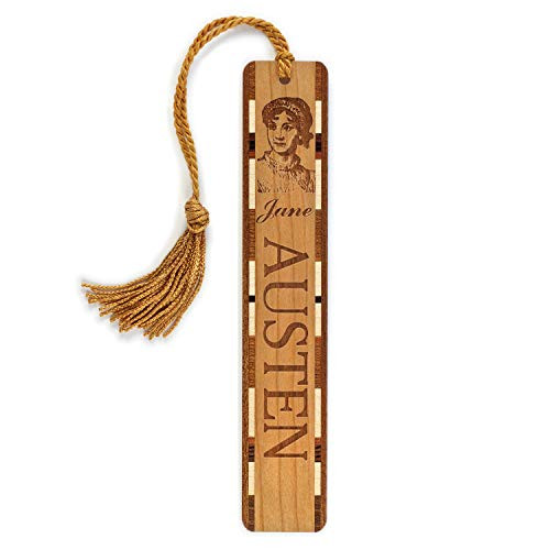 Author  Jane Austen Photo - Engraved Wooden Bookmark with Tassel - Also Available Personalized