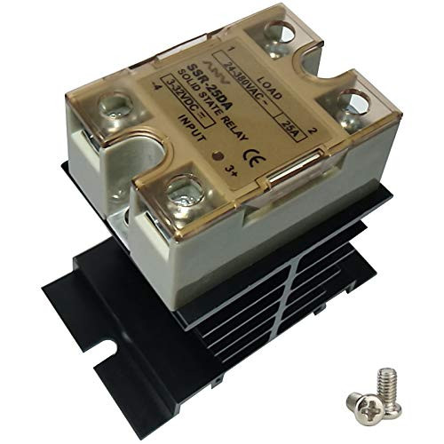 TIHOOD Solid State Relay 25A 3-32V DC 24-380V AC SSR-25DA  Heat Sink DC to AC 25A