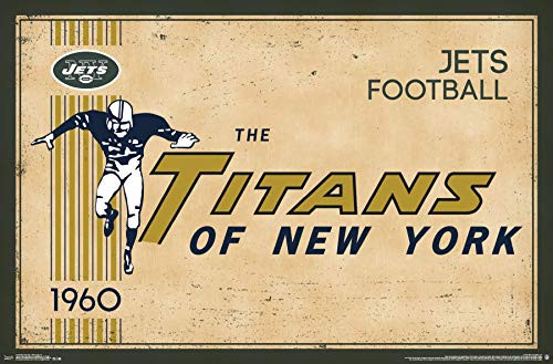 Trends International NFL New York Jets - Retro Logo 14 Wall Poster  22-375  x 34   Poster   Mount Bundle