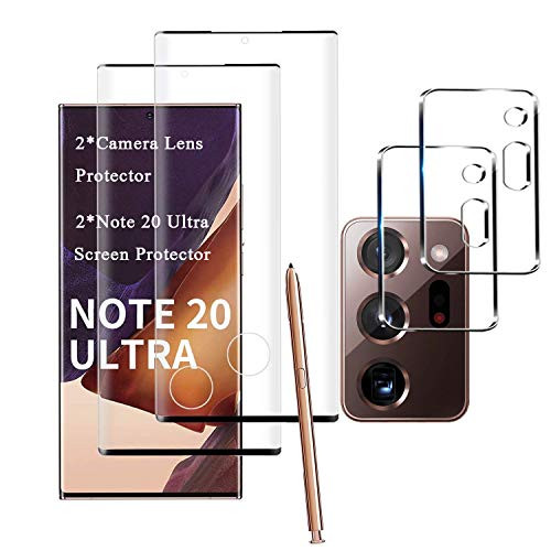 Samsung Galaxy Note 20 Ultra Screen Protector and Camera Protector   2 Screen Protectors 2 Camera Protectors  Tempered Glass Screen Protector for Samsung Galaxy Note 20 Ultra 6-9  Clear