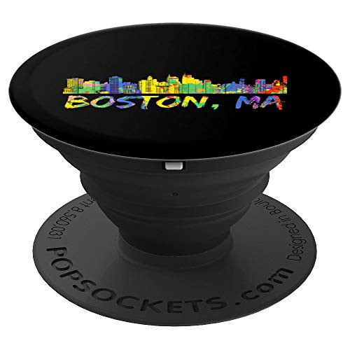 Boston  MA Skyline Colorful Paint Rainbow Aesthetic Boston PopSockets Grip and Stand for Phones and Tablets