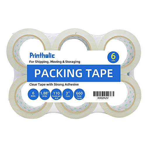 Printholic Packing Tape 6 Rolls 1-88 Inch x 110 Yards Stronger and Thicker  Clear Packing Tape for Moving Packaging Shipping Office Storage  Transparent Tape Refills for Dispenser