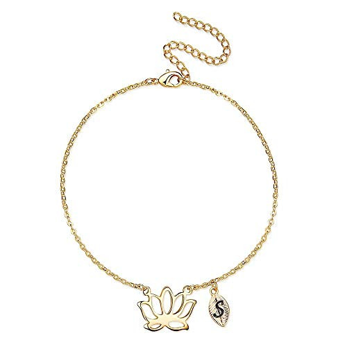 MONOOC Lotus Pendant Bracelet 14K Gold Plated Lotus Flower Bracelet Lotus Flower Jewelry Lotus Bracelet Gift Leaf Initial Bracelet S Letter Bracelet Lotus Bracelet Gift MONOOC Lotus Pendant Bracelet 14K Gold Plated Lotus Flower Bracelet Lotus Flower Jewelry Lotus Bracelet Gift Leaf Initial Bracelet S Letter Bracelet Lotus Bracelet Gift