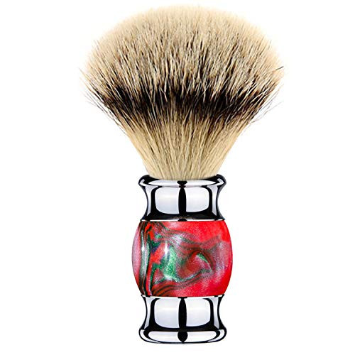 Grandslam Finest Badger Shaving Brush with Resin Handle- Engineered for the Best Shave of Your Life Red