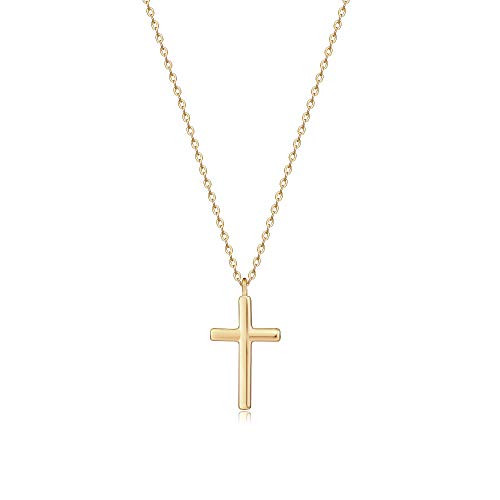 LOYATA Cross Pendant Necklace  Gold Cross Necklace Dainty Necklace Simple Cross Necklace 14K Gold Plated Minimalist Simple Delicate Chain Necklace for Women