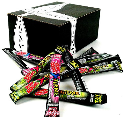 POP ROCKS XTREME Sour Popping Candy 2-Flavor Variety  Six 0-24 oz Packets Each of Sour Berry Blast and Savage Sour Apple in a BlackTie Box 12 Items Total