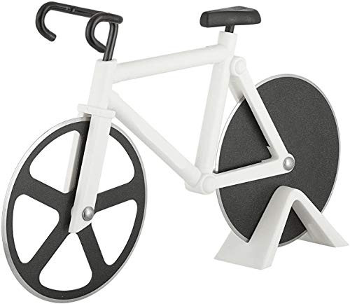 Bicycle Pizza Cutter Wheel Dual Stainless Steel Non-Stick Cutting Wheels Bike Pizza Slicer with a Stand for Pizza Lovers White Bicycle Pizza Cutter Wheel Dual Stainless Steel Non-Stick Cutting Wheels Bike Pizza Slicer with a Stand for Pizza Lovers White