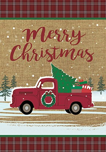Briarwood Lane Christmas Truck Burlap Garden Flag Holiday 12-5  x 18