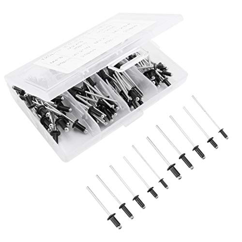DOITOOL 120PCS Aluminum Rivet Assortment Black Blind Rivets Pull Rivets with Storage Case Aluminum Pop Rivets for Furniture Assortment Kit M2-4 M3-0 M3-2 M4