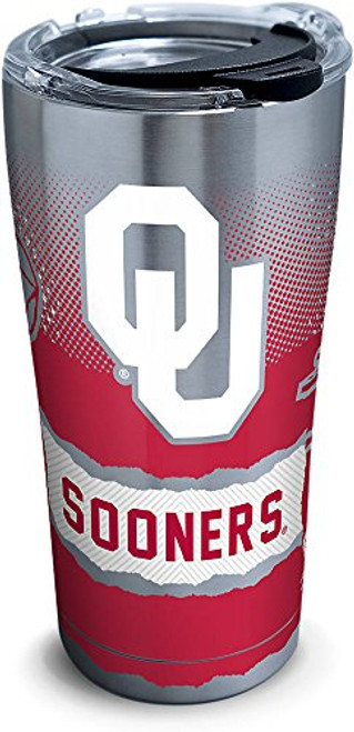 Tervis 1268432 Oklahoma Sooners Knockout Stainless Steel Tumbler with Clear and Black Hammer Lid 20oz, Silver