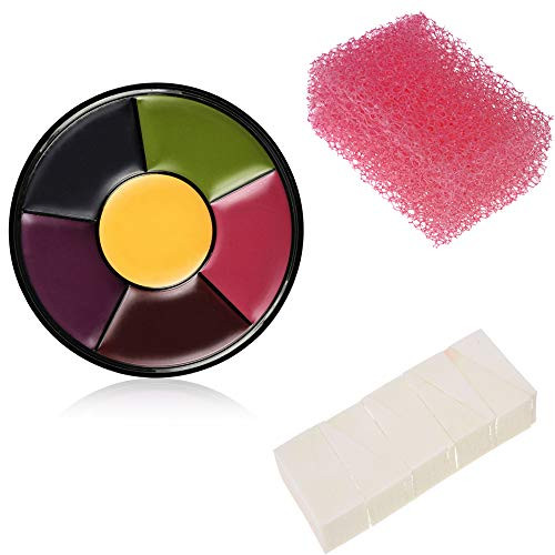 FANICEA 6 Colors Halloween Bruise Wheel Professional Face Body Paint Oil Theatrical Makeup with Pink Stipple Sponge Sponge Puff for Special Effects FANICEA 6 Colors Halloween Bruise Wheel Professional Face Body Paint Oil Theatrical Makeup with Pink Stipple Sponge Sponge Puff for Special Effects
