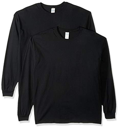 Gildan Men s Heavy Cotton Long Sleeve T-Shirt  2-Pack  Black  Medium