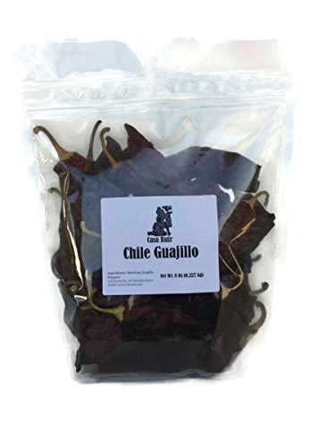 Chile Guajillo - Casa Ruiz Brand - 8 Oz RESEALABLE Bag - Mexican Guajillo Peppers - Dried Whole Mirasol Chili Pods -Mild to Medium Heat - Sweet Spicy Tangy Fruity Pleasant Flavor Mexicano Travieso
